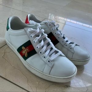 Gucci Ace Sneakers with Bee in White Leather